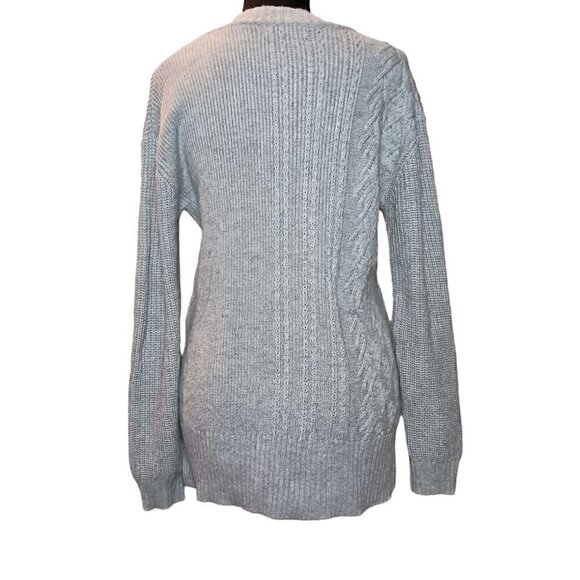 Banana Republic Women's Cable Knit Gray Pullover Crew Neck Sweater - Picture 3 of 8